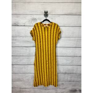 Flabelus Women's Bather Yellow Gold Bubble Short Sleeve Midi Dress Size XS/S